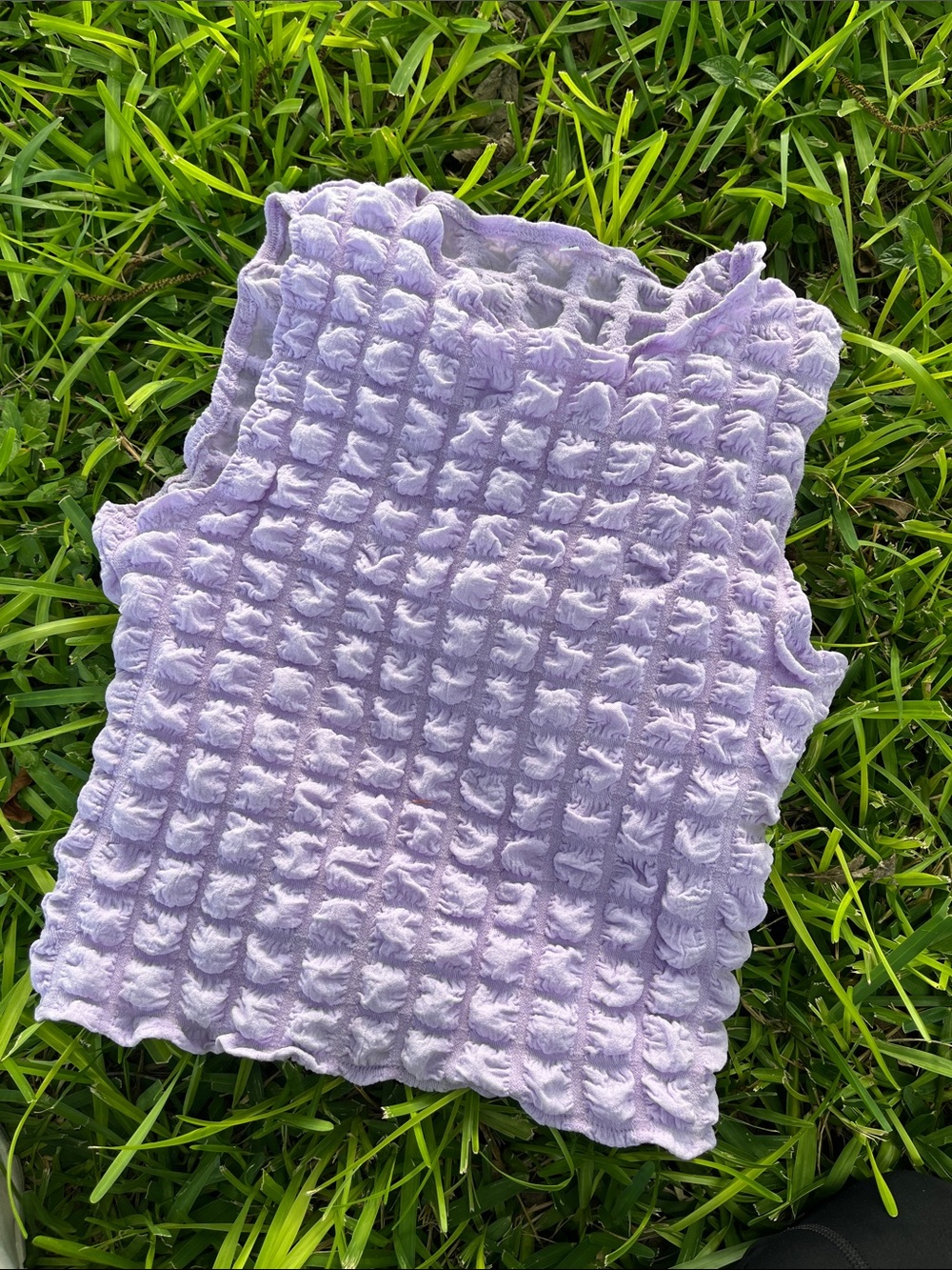 Textured Lilac Crop Tank Top